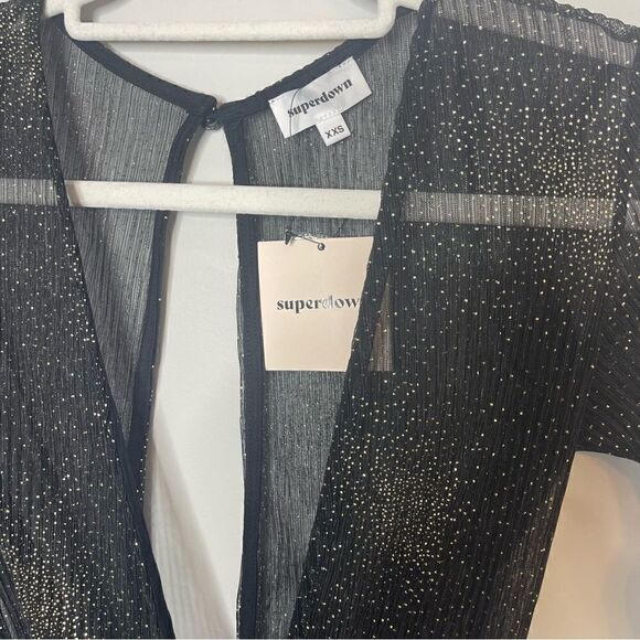 Superdown wilhemina metallic bodysuit new XXS BLACK/GOLD - Picture 12 of 13